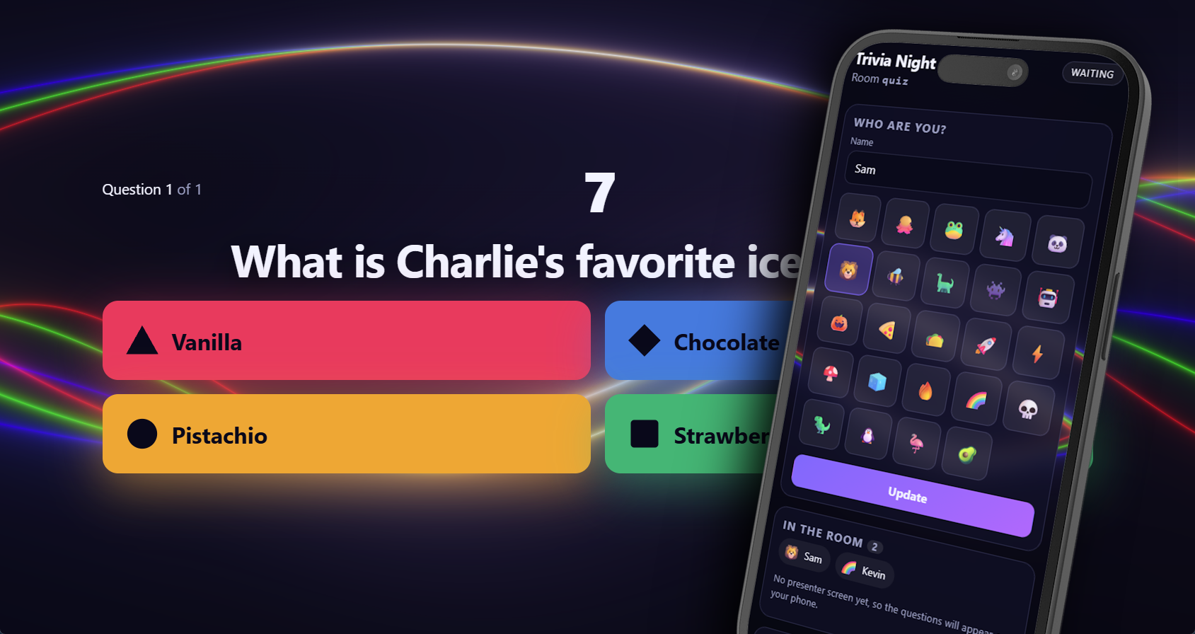 Quiz: a phones-as-controllers party quiz